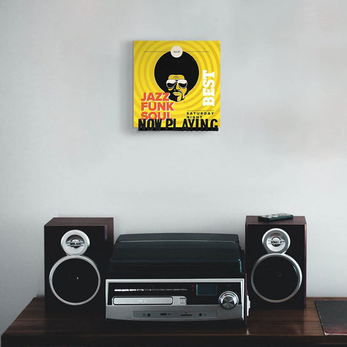 Marsui Now Playing Vinyl Record Wall Stand (Black) - Wooden Shelf Hanging Wall Mount Record Display Storage Holder