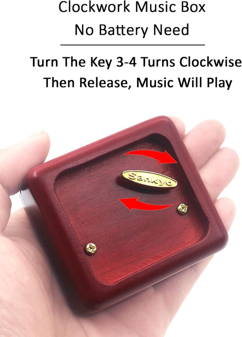 Sinzyo Music Box Vintage Musical Box Gift for Birthday, Valentine's Day, Christmas Day (Wine Red Box)