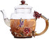 Creative Crystal Glass Teapot for Kung Fu Tea, Good Gift for Sister, Mom, Grandma, Red Rose