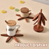 OFCTE Set, 4 1 Wooden Trivets for Hot Dishes, Tree Shape Trivet Walnut Wood + Stand stored Like a Christmas