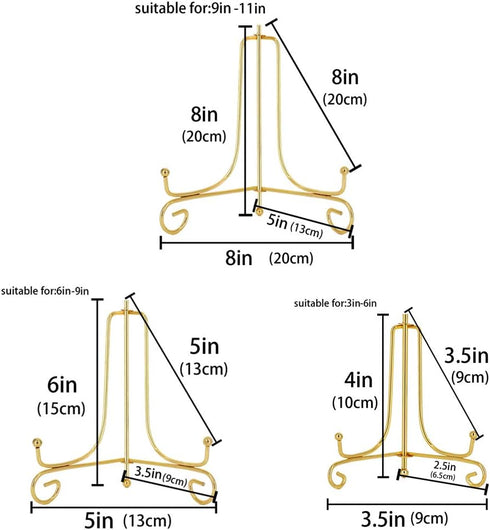 LIONWEI LIONWELI 6 Pack Iron Display Stand,Gold Iron Easel Plate Holder Stand for Displaying Pictures, Plates, Books and Arts (4, 6, 8 inch)