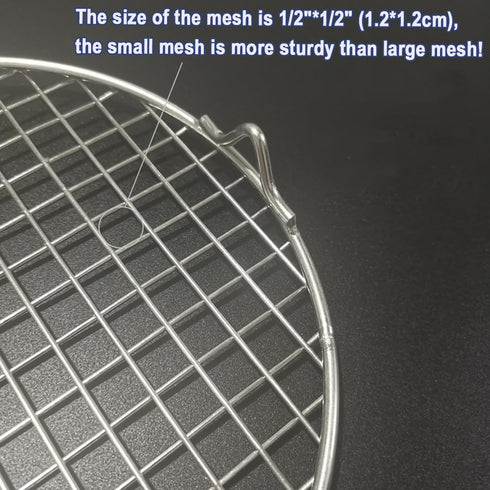 Round Steaming Rack with Legs, 8.9" 304 Stainless Steel Cooling and Baking Barbecue Rack for Air Fryer