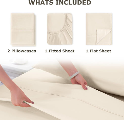 Set 4 Queen Size Bed Sheet - Piece Soft Microfiber Sheets with Deep Pockets, Cooling Technology, and Wrinkle-Free