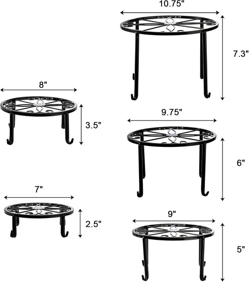 5 Pack 5 Tosnail Metal Plant Stands for Indoor and Outdoor Planters, Flower Pots, Beverage Dispenser, Pumpkin Short