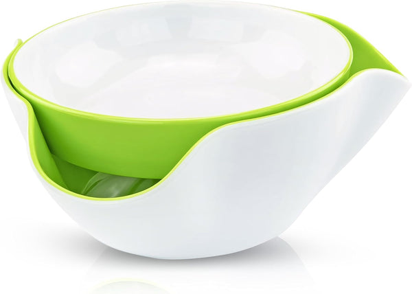 Southern Homewares Double Pedestal Serving Pistachio Bowl with Shell Storage Green Interior,