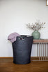 Wenko 20 Gal. Grey Laundry Bin, Round Hamper with Handles, Collecting Laundry Basket, Honeycomb Motif