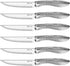Serrated Steak Knives Set of 6, Stainless Steel Sharp Blade Flatware with Unique Hammered Pattern Hollowed Handle