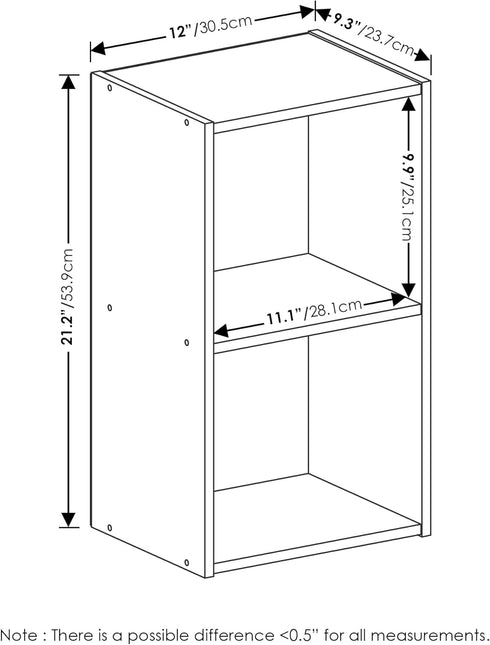 Furinno Luder Bookcase - 2-Tier Cube Storage, White