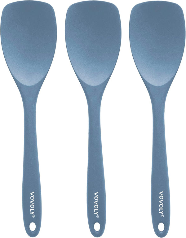 Upgrade Silicone Spatula Spoon Set, VOVOLY Heat Resistant Rubber Spoonula, Non-Stick Flexible Scrapers, 3 Pack