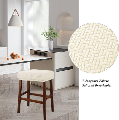 Lussenwert Set 4, Stool Covers Rectangular of Jacquard Vanity Stool Covers Stretch Washable Saddle Bar Stool Slipcover