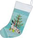 Caroline's Treasures BB9328CS English Spot Rabbit Christmas Stocking, Teal Fireplace Hanging Decor for Holidays