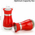 Tebery 4 Ounces Red Salt and Pepper Shakers Set, Elegant Stainless Steel with Glass Bottom