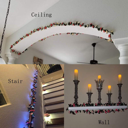 Miracliy 5Pcs 41FT Flower Garland Artificial Rose Arch Vines for Flower Wall Backdrop Wedding Decoration