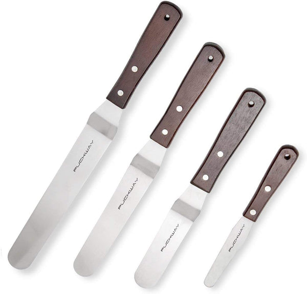 Offset Cake Icing Spatula Set of 4 - Professional Stainless Steel Cake Decorating Frosting Spatulas, 4"-10"