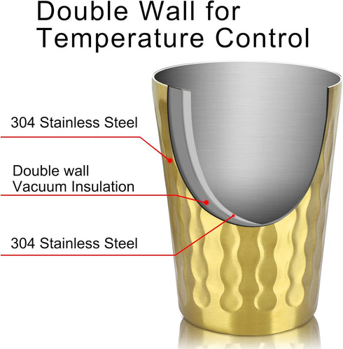 Beasea 15oz Stainless Steel Cups, 4 Pack Gold Double Wall Insulated Drinking Tumblers