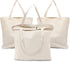 Segarty Blank Tote Canvas Bag with Zipper, 3pcs 19.7x15.7 inch Bags with Handles,