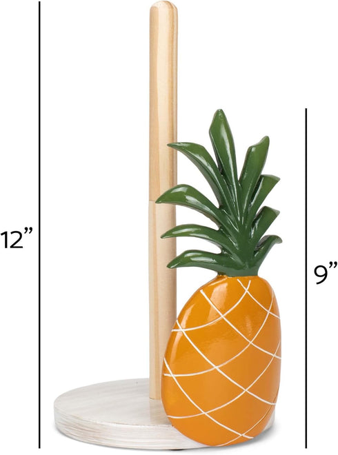 12 inch Elanze Designs Tropical Pineapple Resin and Wood Paper Towel Holder