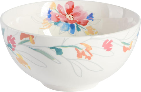 Set, 12-Piece Spice by Tia Mowry Goji Blossom Decorated Porcelain Chip and Scratch Resistant Dinnerware Blue