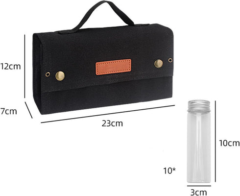 CRSUSUKJ 10 Set Travel Spice Kit, Portable Spice Bag with Spice Jars, Canvas Seasoning Storage Bag Organizer, Seasoning