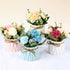 Artificial Hydrangea Bouquet with Small Ceramic Vase, Fake Silk Flowers Decoration for Home Party Wedding