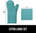 Gorilla Grip 4 Piece Silicone Oven Mitt and Trivets Set, Waterproof, Cotton Lined, BPA-Free, Turquoise