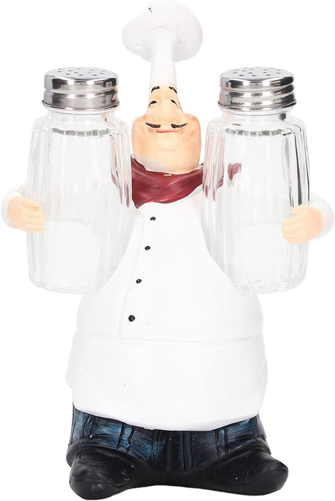 Small Resin Chef Statue Salt Shakers, Cute Figurines Spice Jars for Restaurant Kitchen Decoration