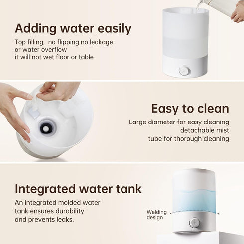 2.5L 24 24db YOGIN Humidifiers for Bedroom Large room,Top fill Ultrasonic cool mist Humidifiers for Baby Nursery