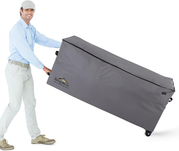 NettyPro Rolling Cushion Storage Bags, Large Container for Furniture, Pillow, Christmas Tree, Grey, 50 x 15 x 25 Inch
