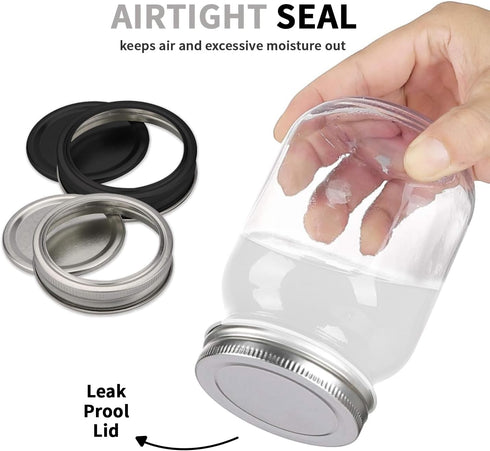 novelinks 32 OZ Clear Plastic Mason Jars with Airtight Lids - 12 PACK Plastic Jars for Kitchen & Household Storage