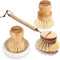 Wooden Dish Brush Set Clean Pots, Pans and Vegetable, Natural Bristles Bamboo