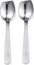 IMEEA Flat Edge Cooking Spoon 18/8 Stainless Steel Serving Spoon 10-Inch Mixing Spoon, Set of 2