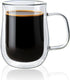 16 OZ, Set 2 Double Walled Glass Coffee Mugs Borosilicate Glass Coffee Cups of with Spoons, Insulated Clear Coffee Mug
