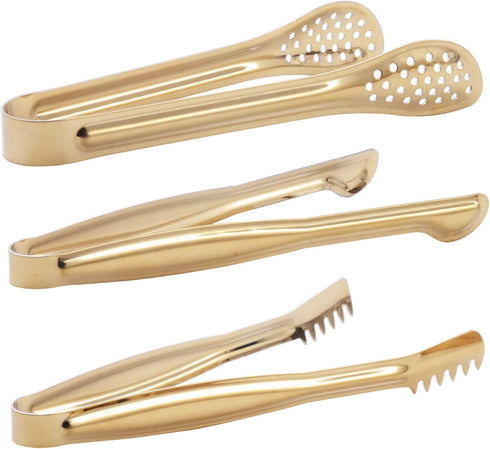 Gold Plated Mini Serving Tongs Set, 6-Inch Stainless Steel Appetizers Tongs, Set of 6
