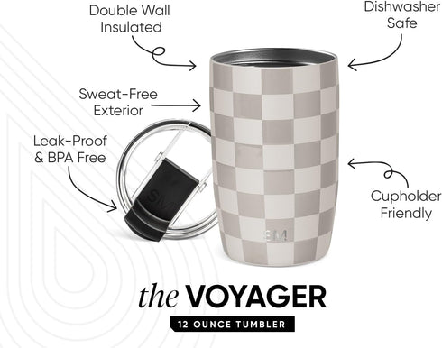 12oz, Simple Modern Voyager Tumbler with Flip Lid | Travel Coffee Mug | Insulated Stainless Steel Cold Brew Iced or Hot