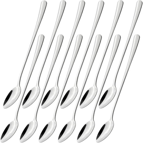 homEdge Stainless Steel Long Handle Spoon, 8.3 Inches Cocktail Stirring Spoons, Coffee Spoon Set of 12