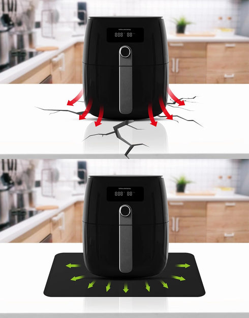 FLASLD Heat Resistant Mat for Air Fryer, Fireproof Silicone Countertop Protector, No-Slip Waterproof 16"X24", Black