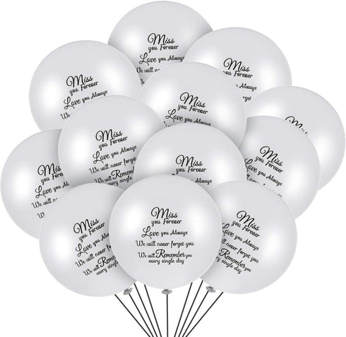 Gejoy 60 Pieces White Memorial Balloons for Funeral, Helium Remembrance Release, Memorial Day Services, Condolence,