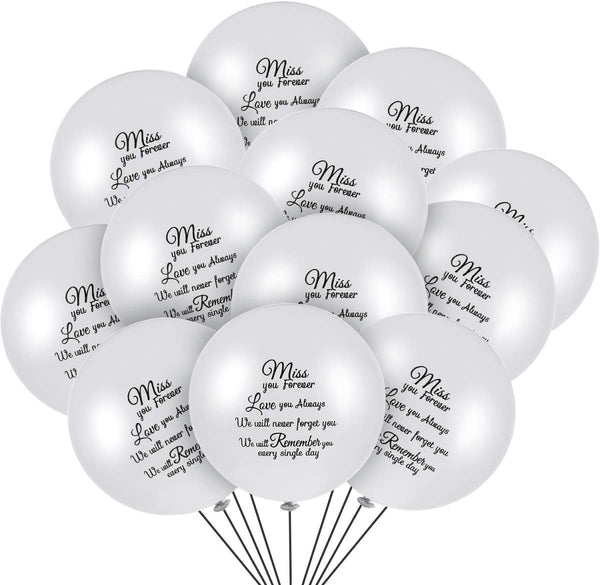 Gejoy 60 Pieces White Memorial Balloons for Funeral, Helium Remembrance Release, Memorial Day Services, Condolence,