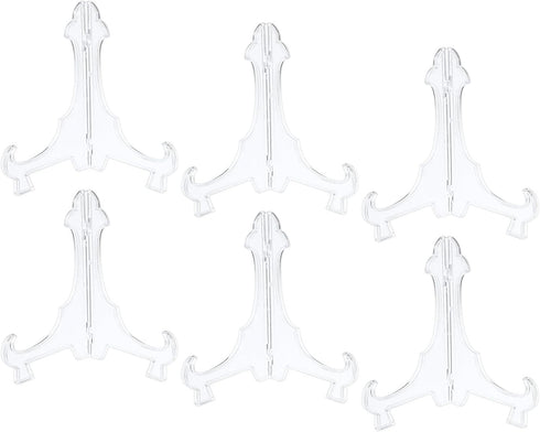 uxcell 6Pcs 7.1" Easel Plate Holder, Plastic Folding Display Stand for Decorative Plates, Clear for Picture Frame