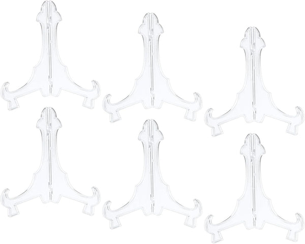 uxcell 6Pcs 7.1" Easel Plate Holder, Plastic Folding Display Stand for Decorative Plates, Clear for Picture Frame