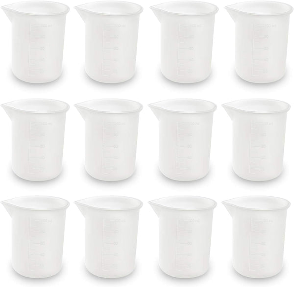 Coopay 12 Pieces 100 ml Silicone Measuring Cup, DIY Resin Glue Tools, Nonstick Mixing Cups for Handmade Craft