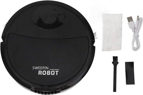 Smart Robot Vacuum Cleaner, Black, 3 in 1 Strong Suction Mini Mopping Vacuum for Hard Floors