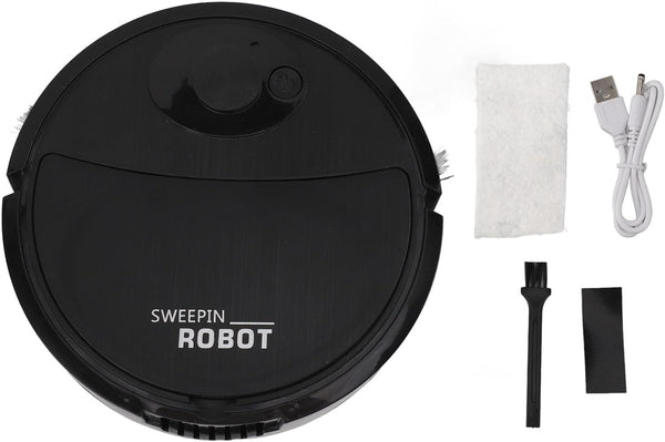 Smart Robot Vacuum Cleaner, Black, 3 in 1 Strong Suction Mini Mopping Vacuum for Hard Floors