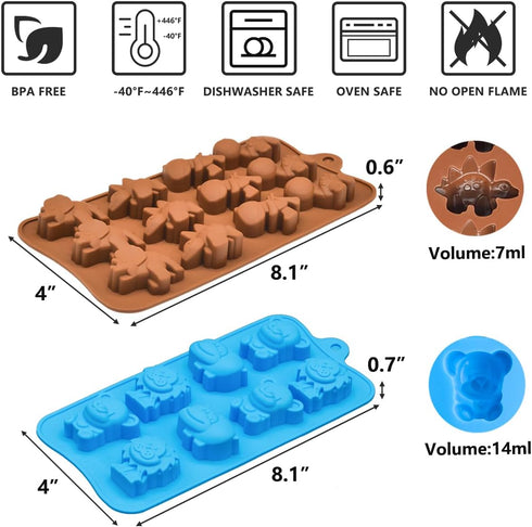 4-Pack WARM TIME Silicone Chocolate Candy Molds Cake Moulds, Food-Grade Non-Stick Baking & Crayon Molds BPA-Free