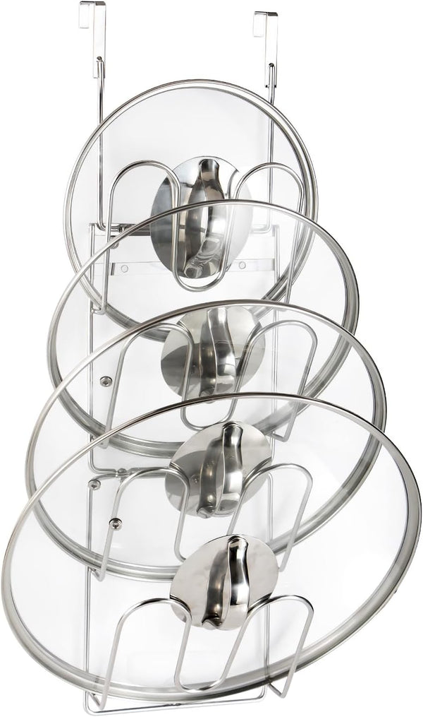 YQh The-Cabinet Pot Lid Organizer, Door Mounted Pot Cover Rack, 304 Stainless Steel Pot Lid Storage