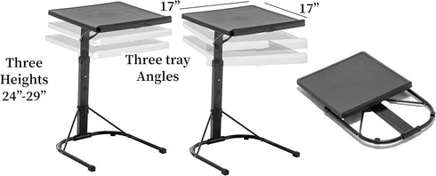 3 BTEXPERT Folding TV Tray Table Tray Foldable Adjustable Height & Tilt Angles for Dinner Eating Reading Laptop on Bed