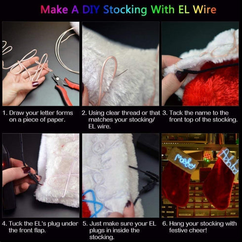 JIGUOOR EL Wire Battery Pack, 9.8ft / 3m Bright Neon Light Strip for DIY, Festival, Party Decoration