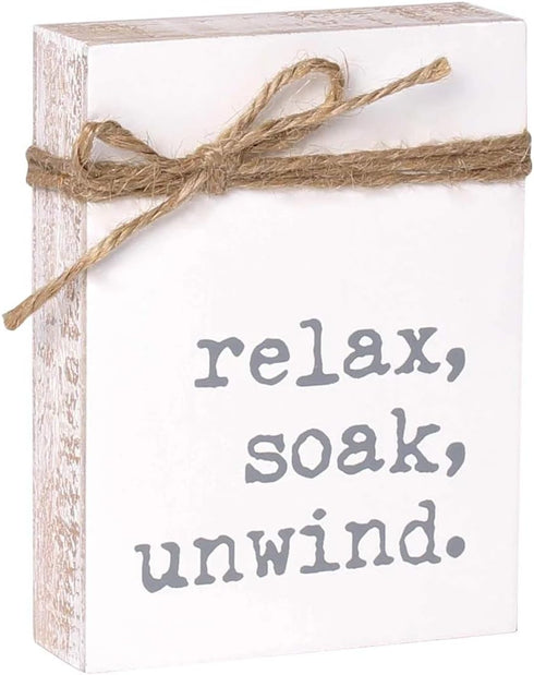 Mini Jute Rope Block Sign (Relax) - 4 Inches High Home Decor