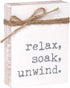 Mini Jute Rope Block Sign (Relax) - 4 Inches High Home Decor
