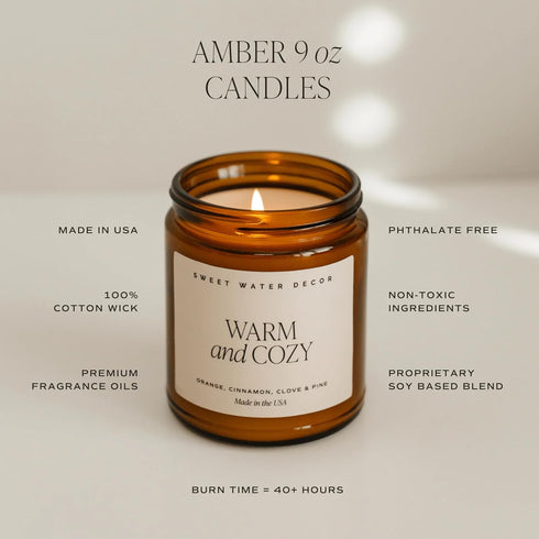 Sweet Water Decor Fall Candles - Hand Poured Soy Wax Autumn Candles with Apple & Cinnamon Scent